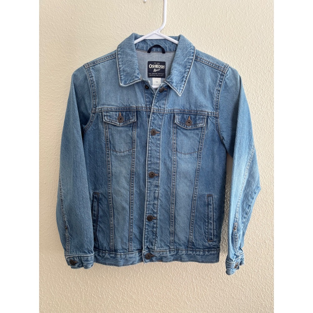 OshKosh Bgosh Boys Medium Wash Denim Trucker‎ Jacket Size 14 3H194310